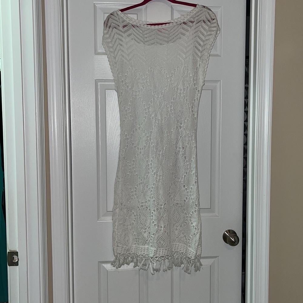 Lilly Pulitzer “Adabelle” White Crochet Fringe Dress. Size: L